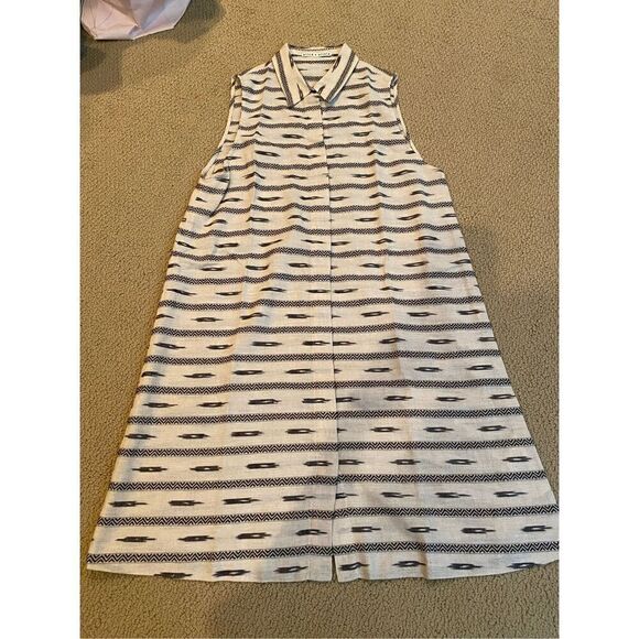 Alice + Olivia Isabelle Cotton/Linen Blend Sleeveless Shirtdress SMALL - Picture 2 of 6
